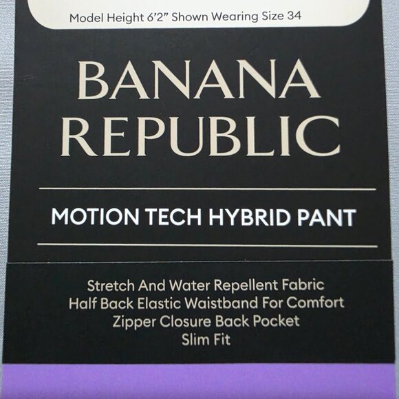 Banana Republic Motion Tech Hybrid Pants Mens Sz 30x39 & 34x42 Gray Performance - Picture 3 of 15